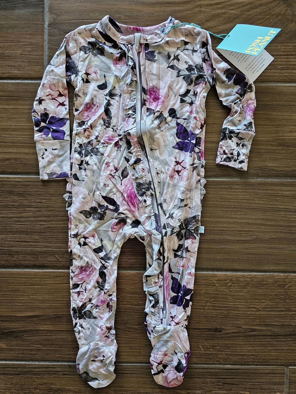 Posh Peanut Tessa Footie Ruffled Zippered One Piece 6-9 months NWT